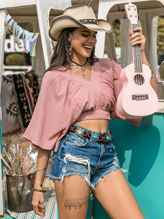 Sexy V-Neck Crop Top