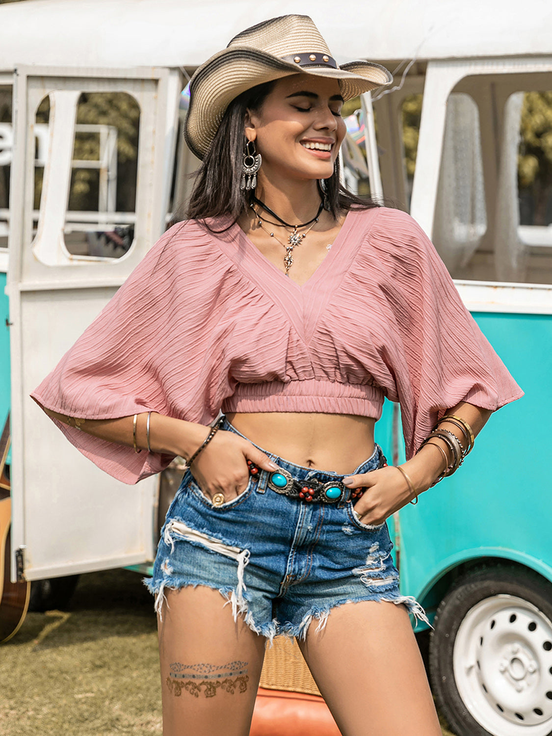 Sexy V-Neck Crop Top